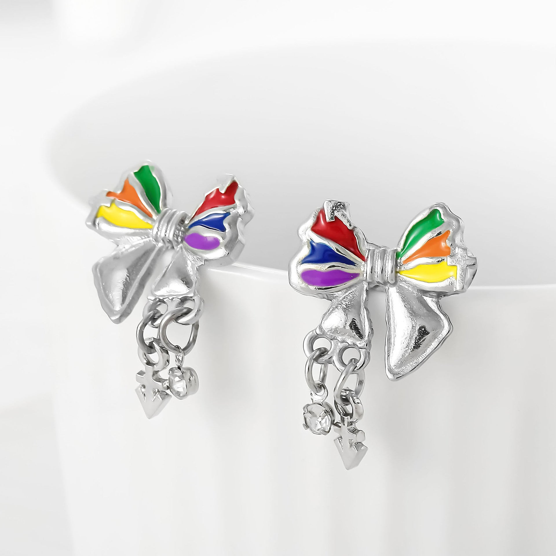 Wholesale drop oil cross anchor bow shape necklace earrings set