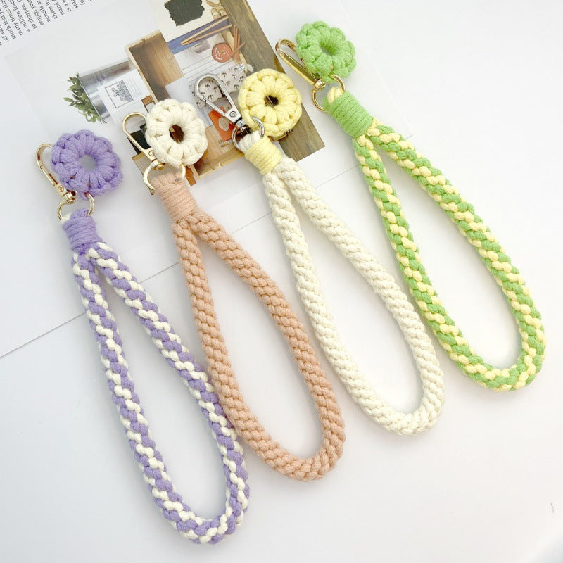 Wholesale Handmade Woven Keychains Flower Corn Knot Lanyard Keychain ACC-KC-Huaien002
