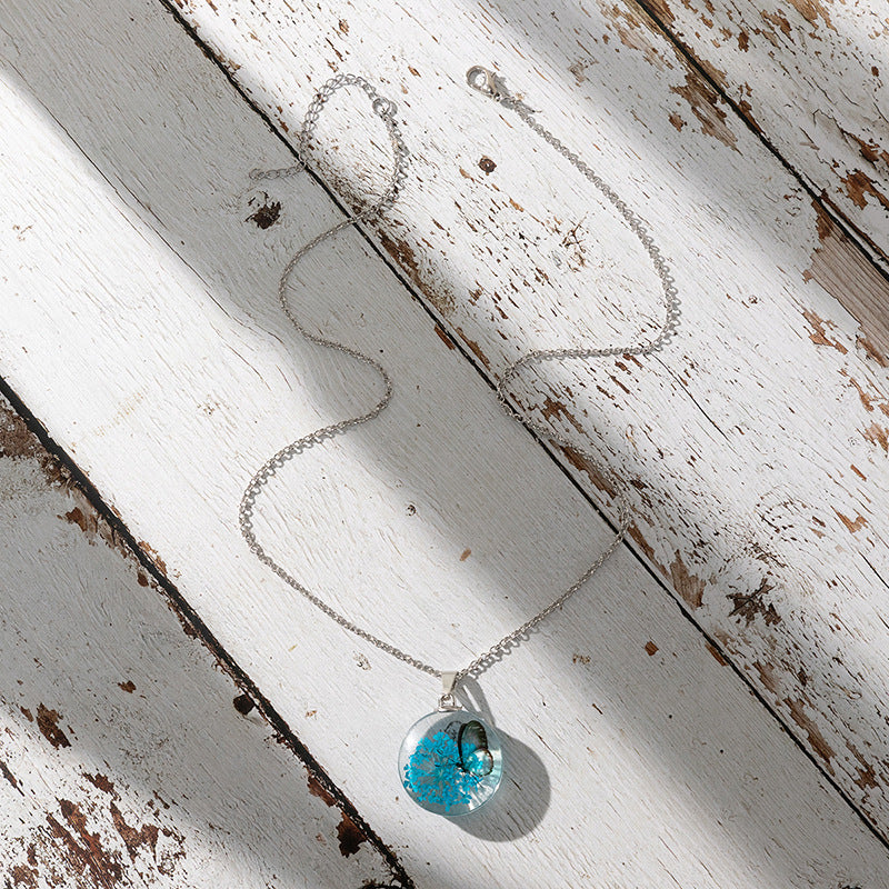 Wholesale crystal clear round glass pendant necklace