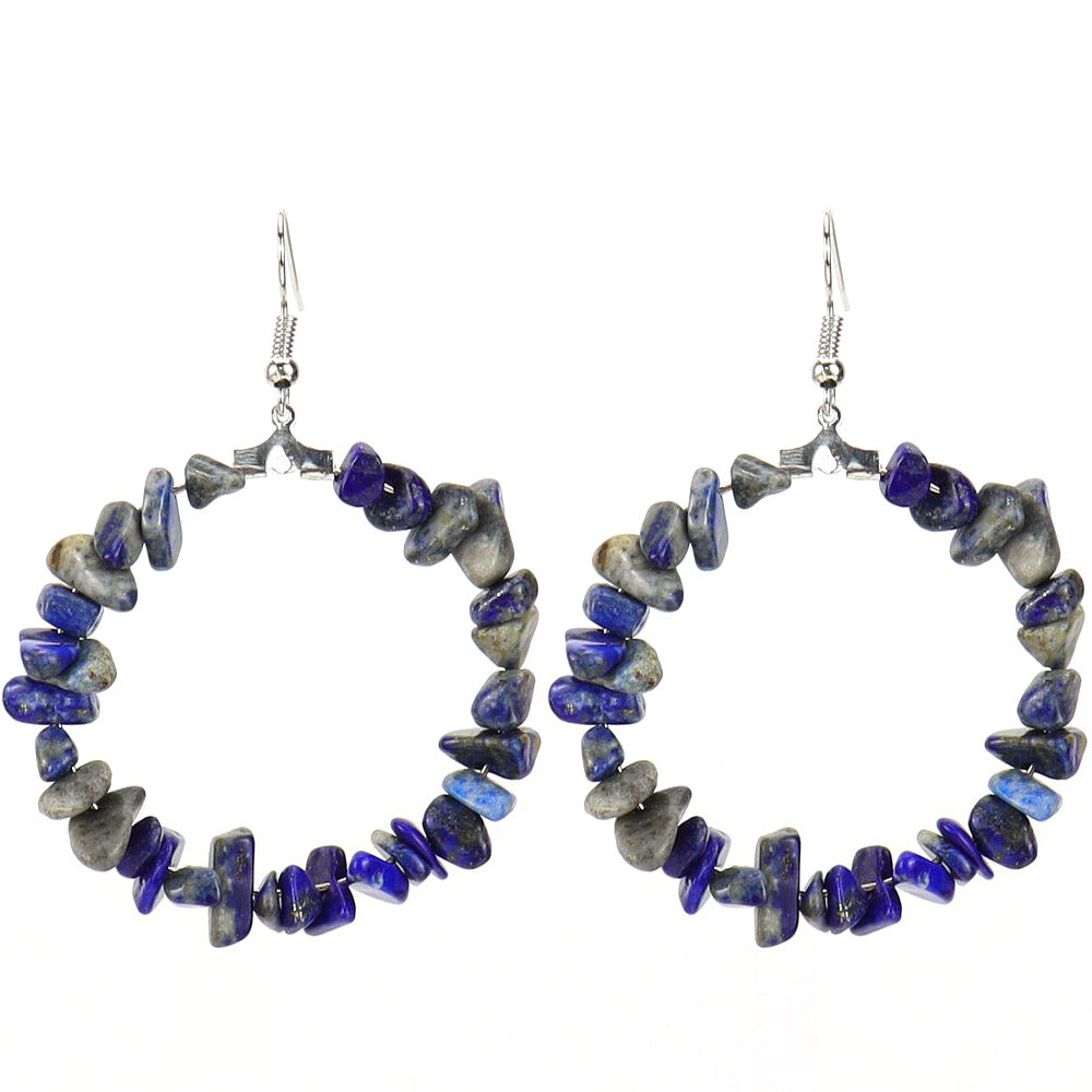 Wholesale Colorful Crystal Natural Stone Geometric Irregular Gravel Beaded Earrings ACC-ES-HanX014