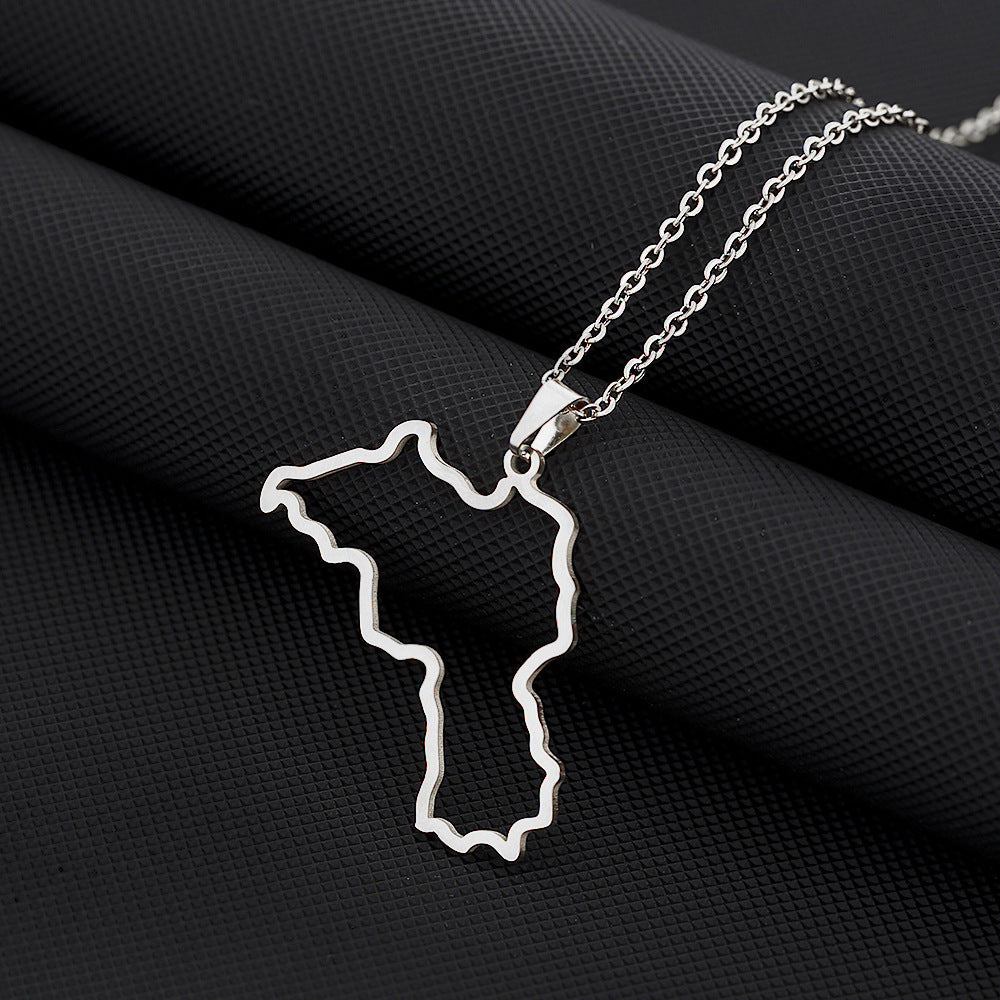Wholesale Geometric Vintage Drip Oil Pendant Necklace Stainless Steel Jewelry Accessory