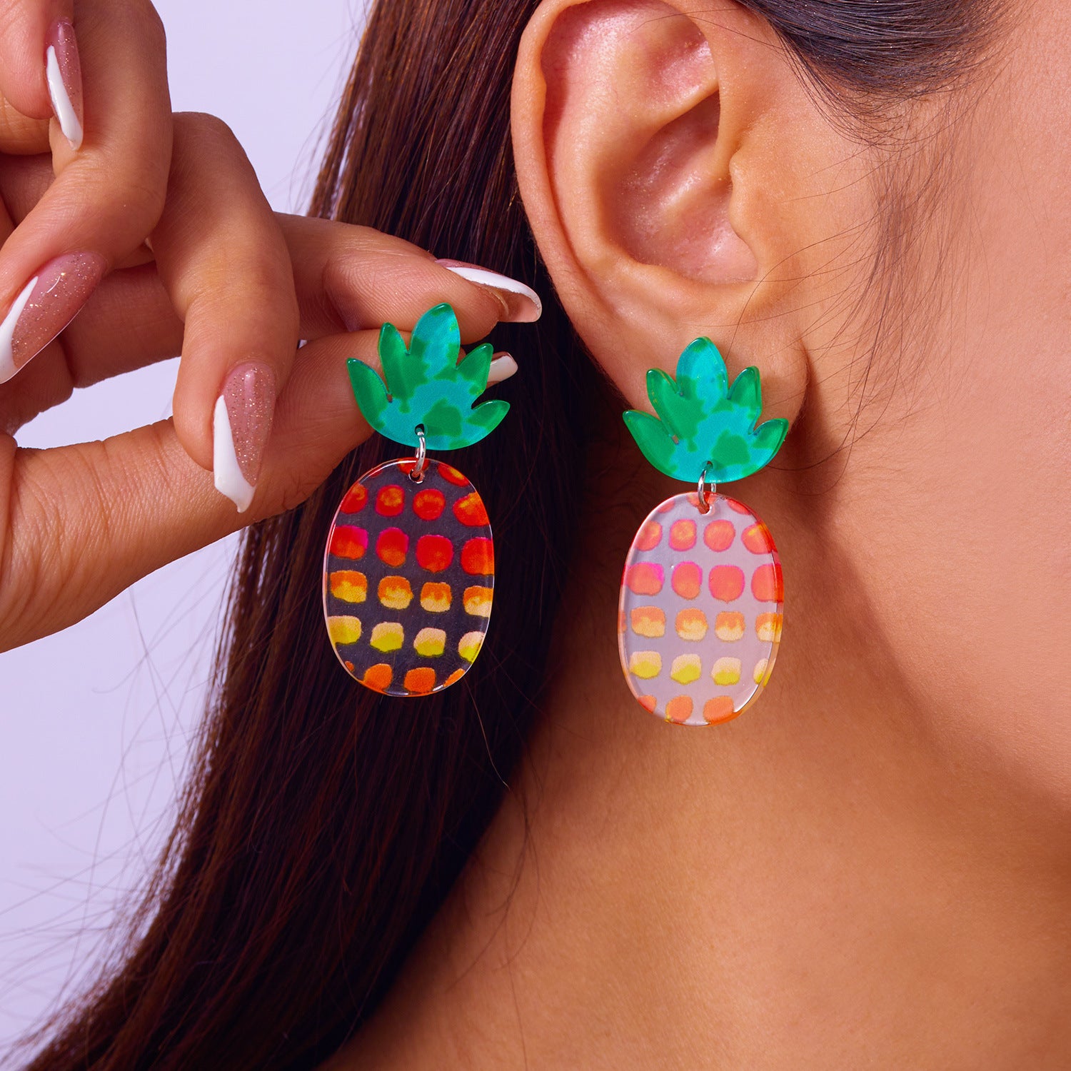 Wholesale personalized creative fresh and colorful vacation acrylic butterfly fruit earrings
