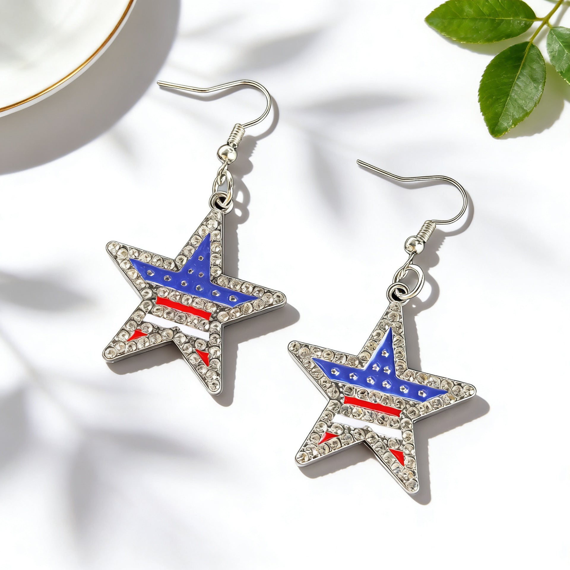 Wholesale American Independence Day Alloy Earrings with Diamond