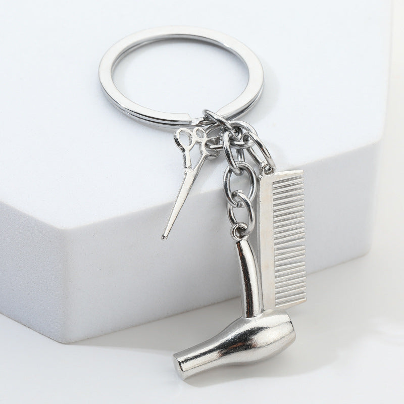 Wholesale Alloy hair dryer scissors keychain