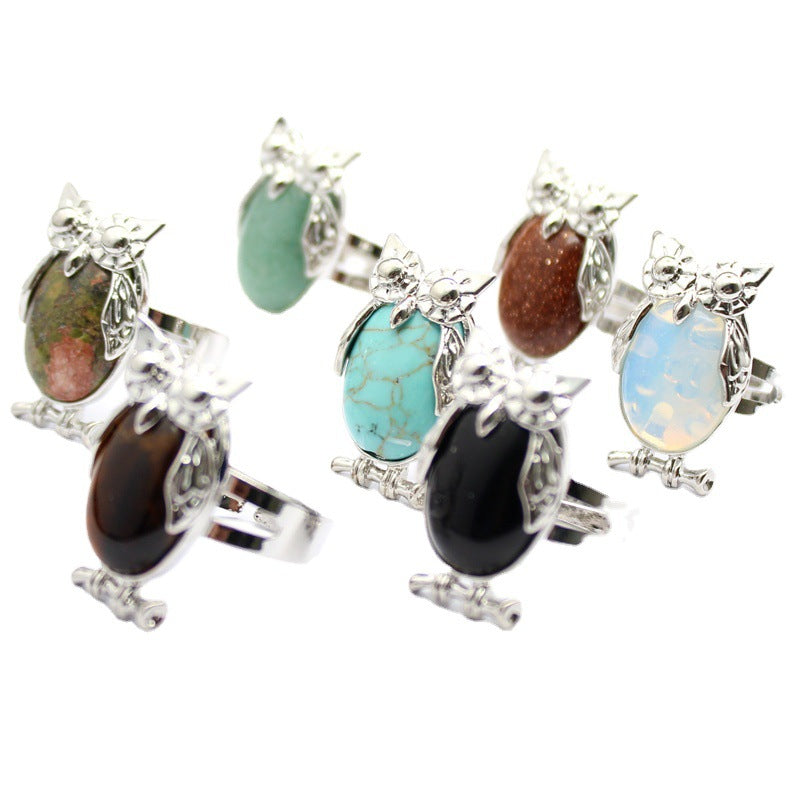 Wholesale Personality Exaggerated Owl Adjustable Ring