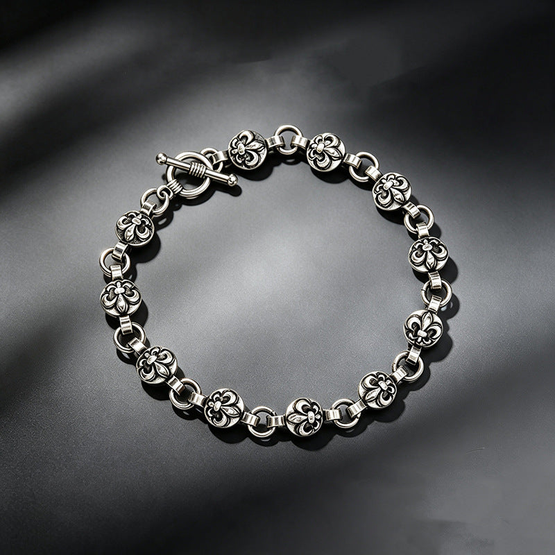 Wholesale Zinc Alloy Anchor Cross Chain Bracelet Vintage Silver Plating Unisex Fashion Accessory