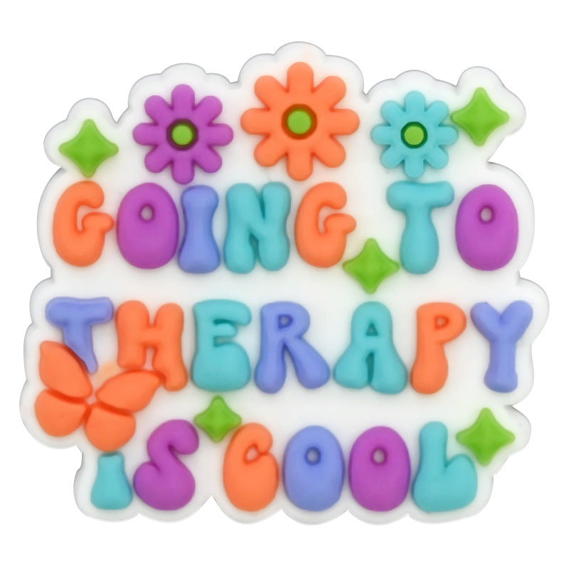 Decorazione casuale all'ingrosso della fibbia della scarpa di gomma morbida del PVC degli zoccoli della serie di frasi inglesi da 100 pezzi