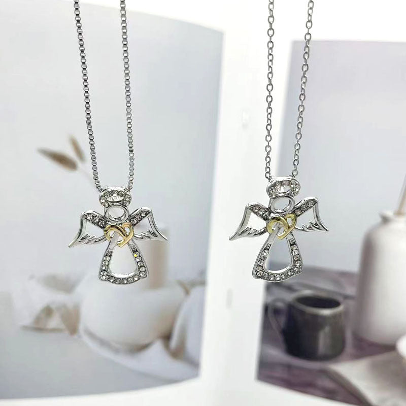 Wholesale Love Necklace with Diamond Alloy Angel Wings Pendant Heart Necklace ACC-NE-Yima003