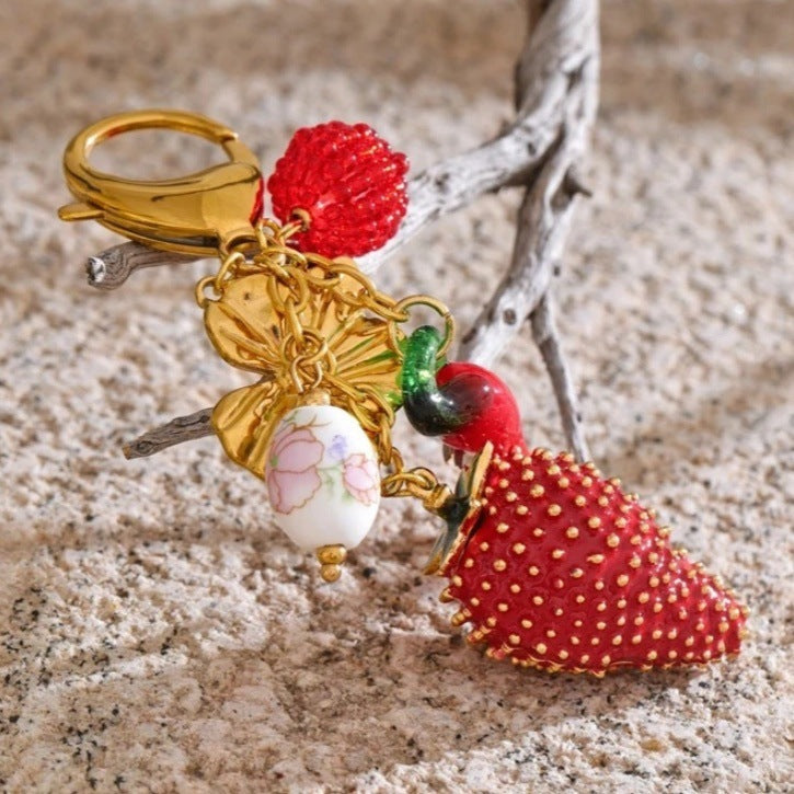 Wholesale Colorful pepper ocean summer love strawberry pendant keychain pendant