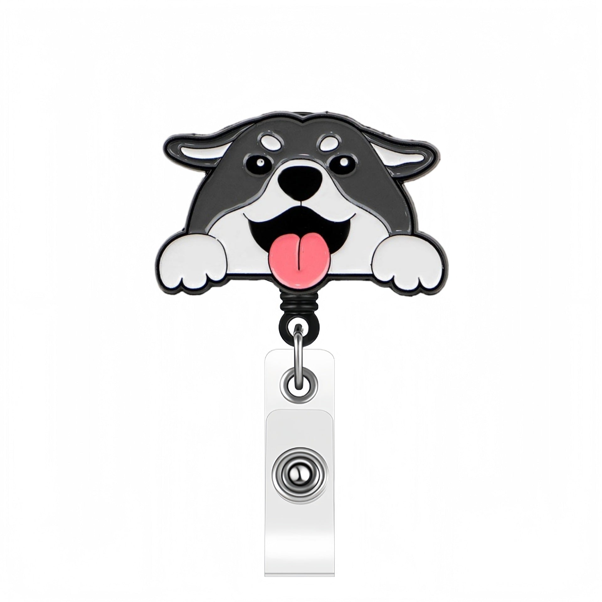 Wholesale Cute Cartoon Pet Dog Acrylic Retractable Rotating Badge Keychain