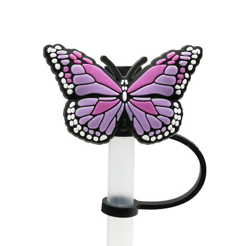 Wholesale 10pcs Personalized Butterfly 10mm PVC Straw Cover Soft Straw Tube Cap ACC-SCR-YiBang014