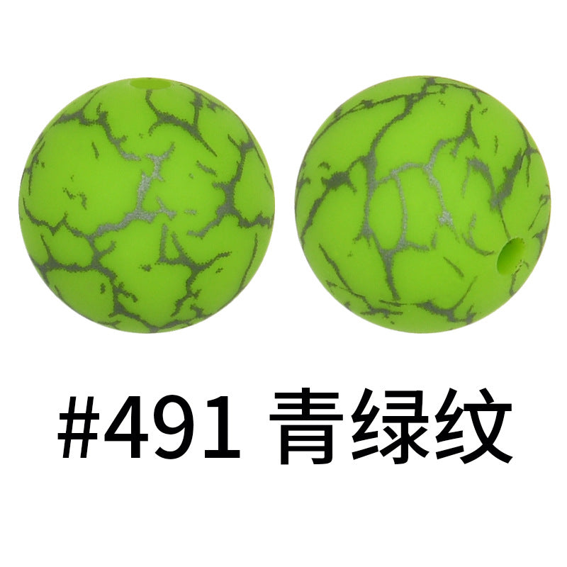 Wholesale 50pcs 15mm Colorful Crack Printed Silicone Balls DIY Beaded Accessories ACC-BDS-HeSheng050