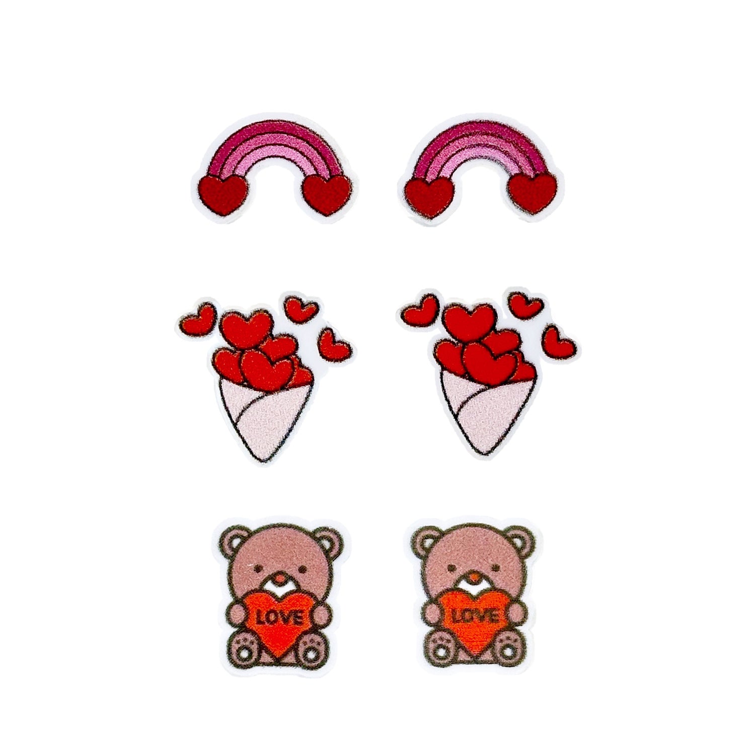 Wholesale Wooden Love Heart Cartoon Cupid Romantic Valentine's Day Earrings
