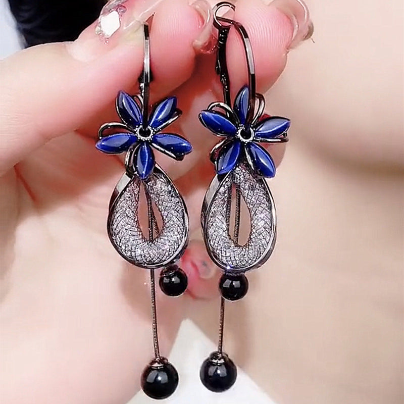 Wholesale  black crystal flower earrings