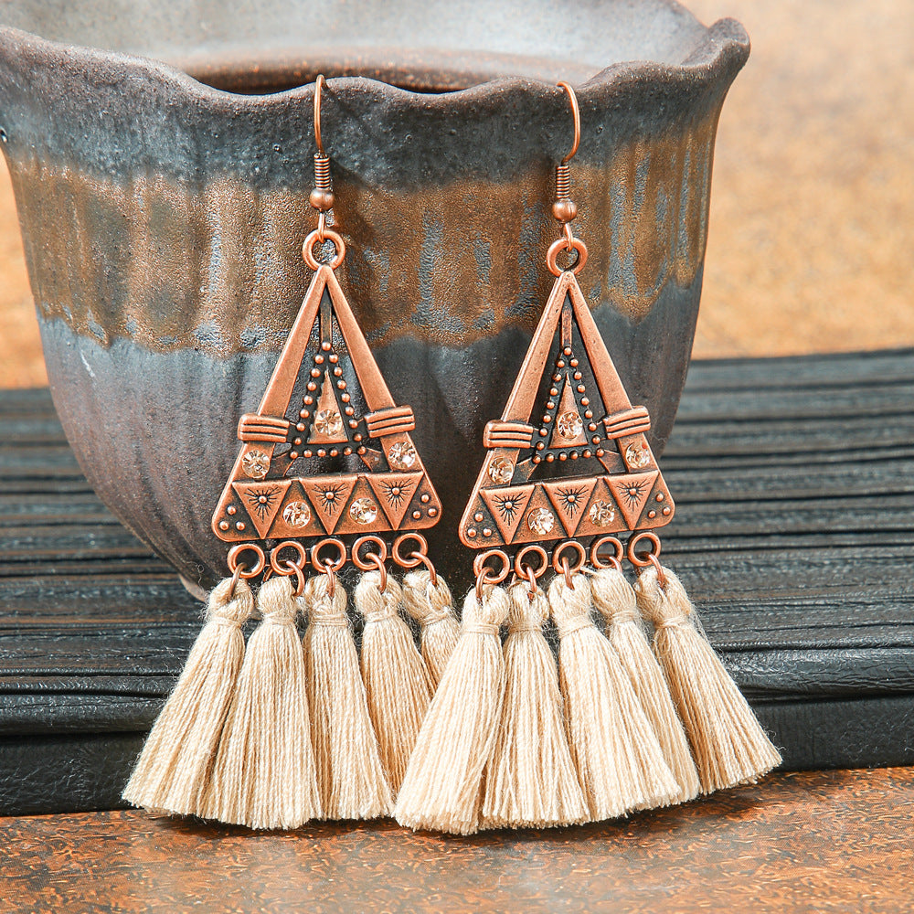 Wholesale Zinc Alloy Bohemian Geometric Tassel Earring Set - Trendy Jewelry Accessory for Boutique Resale