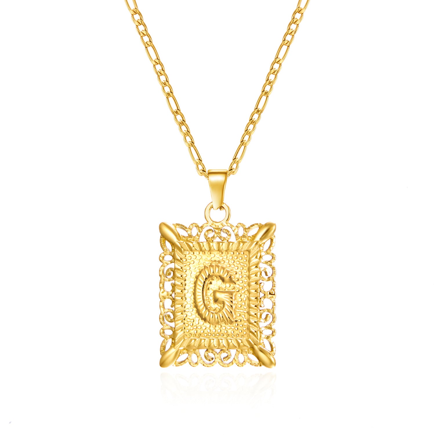 Wholesale letter necklace creative square stainless steel necklace