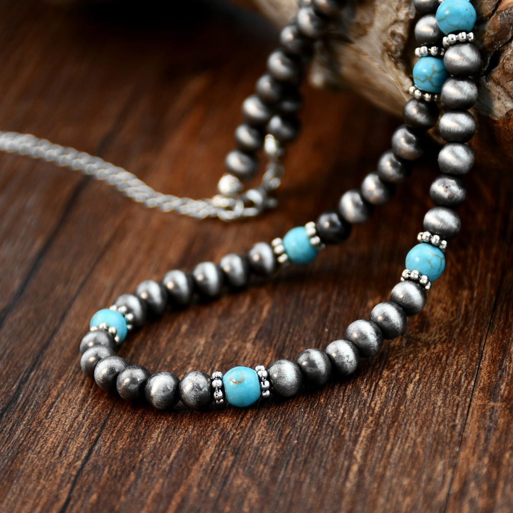 Wholesale ethnic turquoise beaded necklace