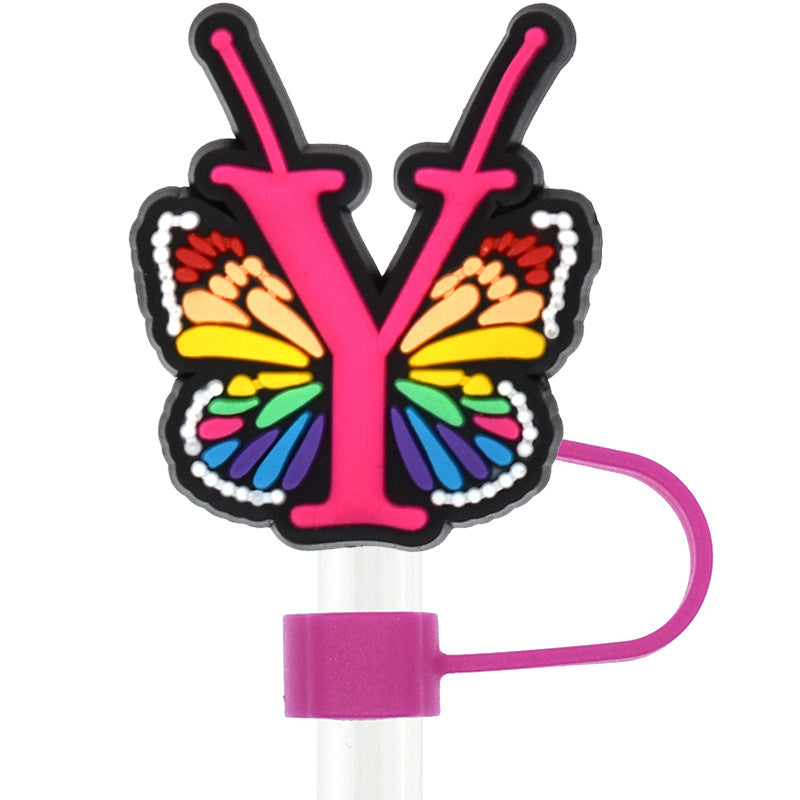 Wholesale 100pcs Random 100pcs Butterfly 10mm PVC Soft Straw Tube Cap