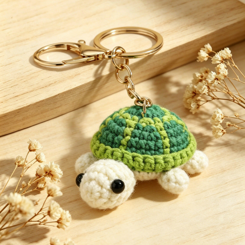 Wholesale Crochet Cute Pink Turtle Keychain Decorative Car Key Accessory Birthday Gift