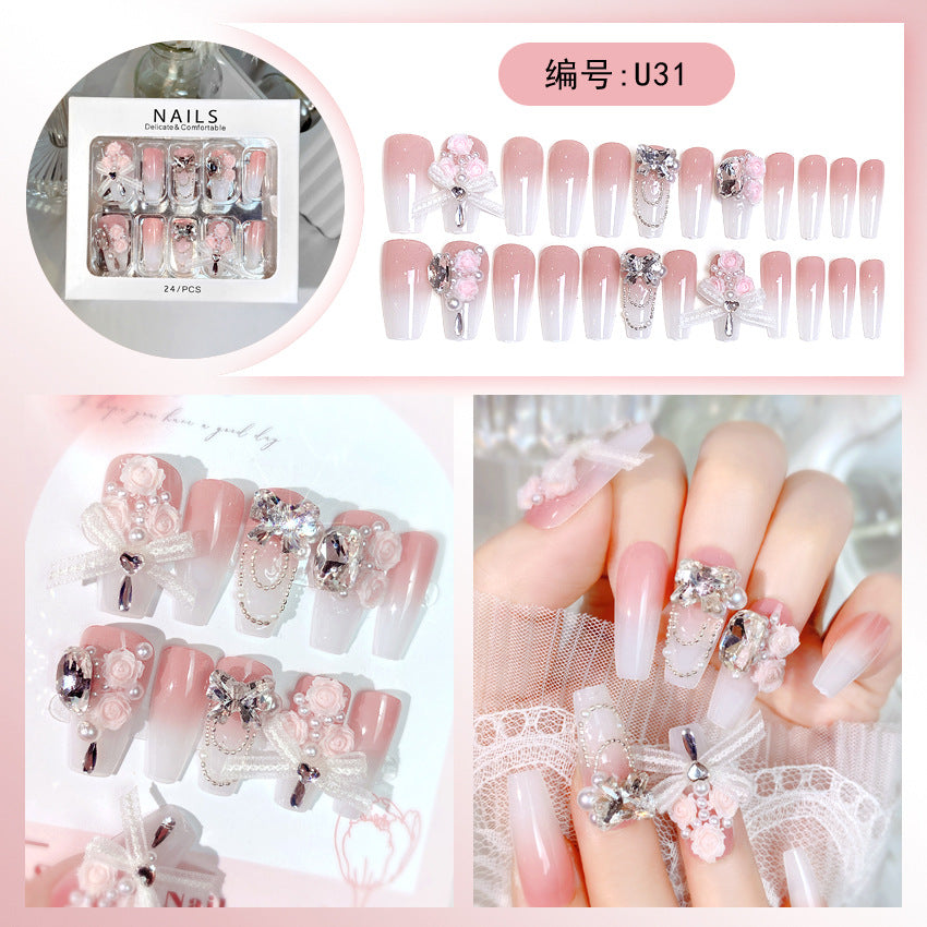 Wholesale 24 Pieces/box Large Diamond Nail Patches Press-on Nails Kits Nail Stickers ACC-NS-DiNa004