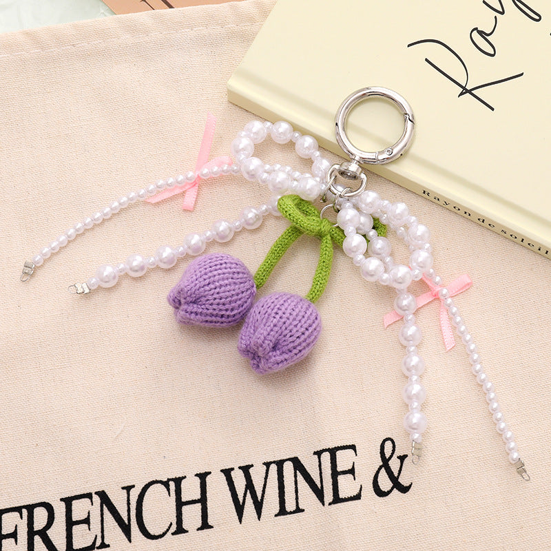 Wholesale  Wool Knitted Tulip Keychains