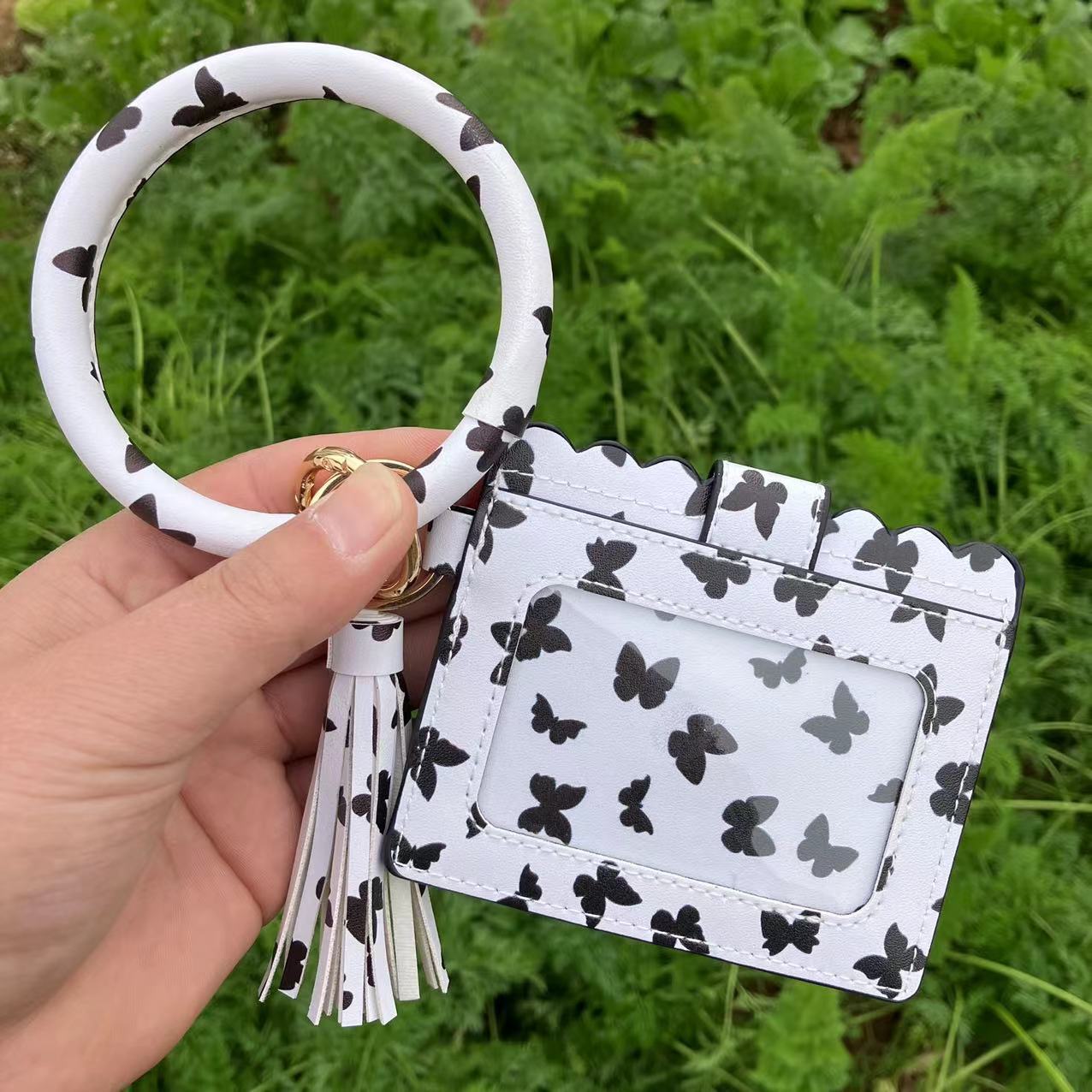 Wholesale Leopard Print PU Leather Tassel Keychain Wallet - Chic Fashion Accessory for Gift