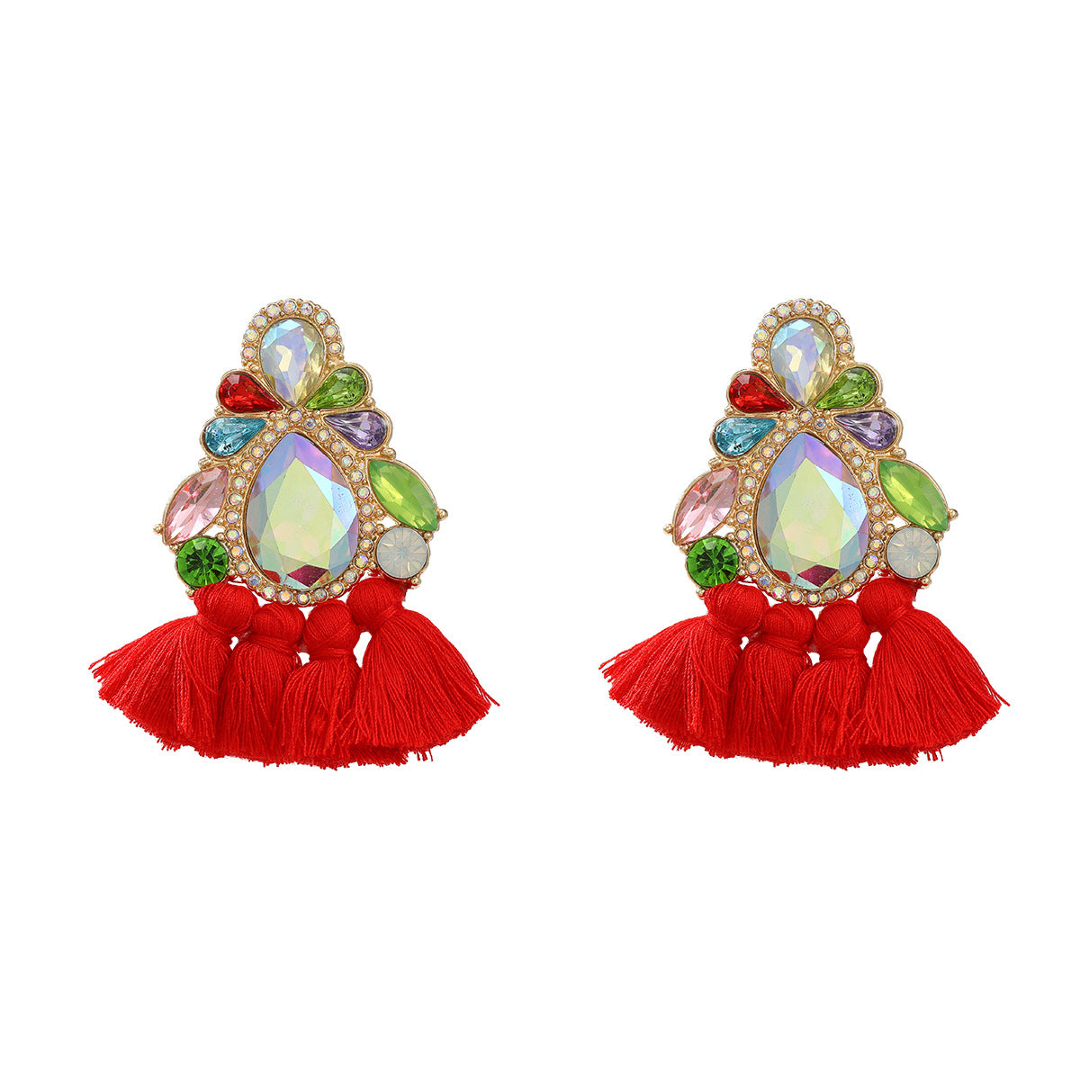 Wholesale Colored Diamond Earrings Tassel Earrings Bohemian ACC-ES-JL032