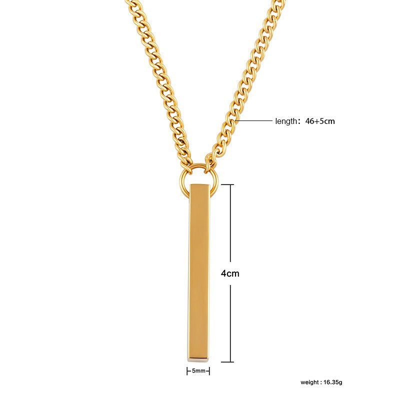 Wholesale Men' s Stainless Steel Hip-Hop Rectangular 3D Cube Pendant Necklace
