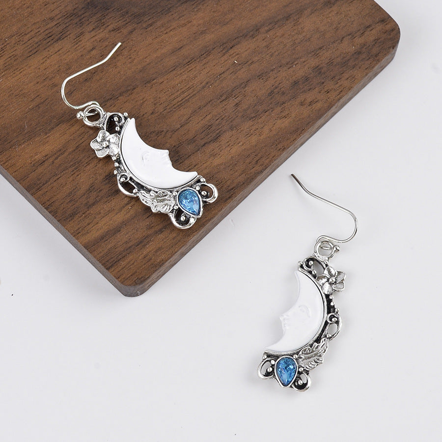Wholesale  Creative Classical Moon Goddess Face Flower Earrings