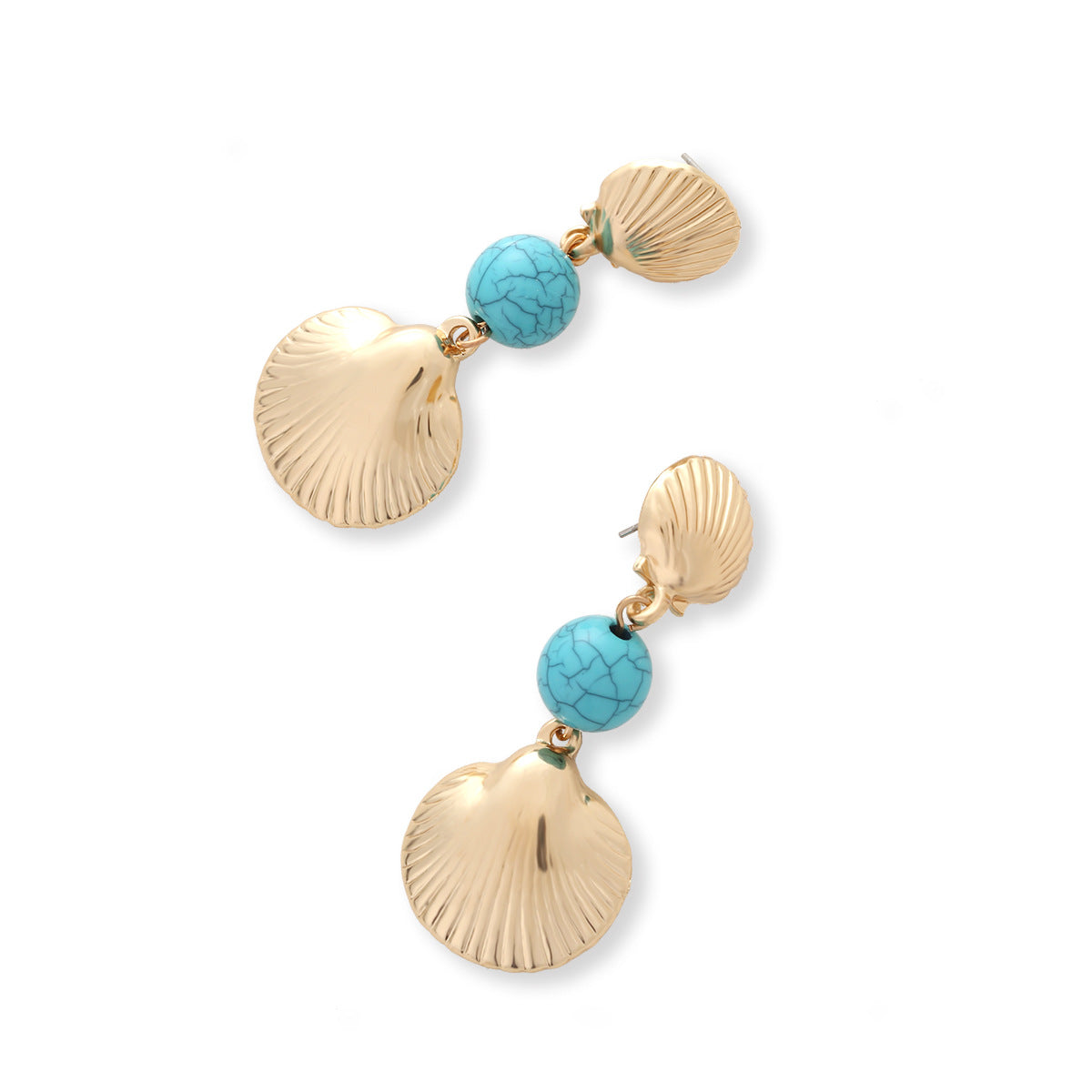 Wholesale Shell and Turquoise Texture Earrings Bohemian Multi-Layer for Women