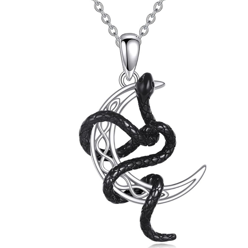 Wholesale  Retro Snake-shaped Winding Diamond Dropping Oil Necklace