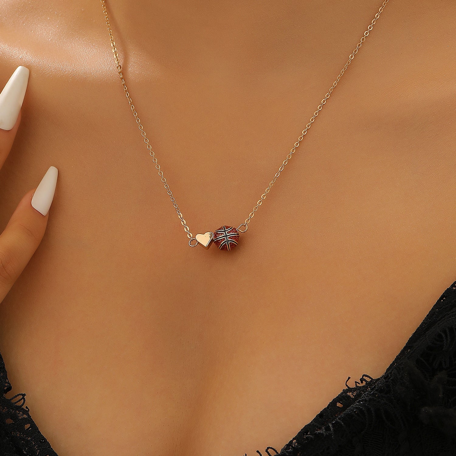 Wholesale Love Basketball Necklace Sports Style Rugby Volleyball Baseball Necklace