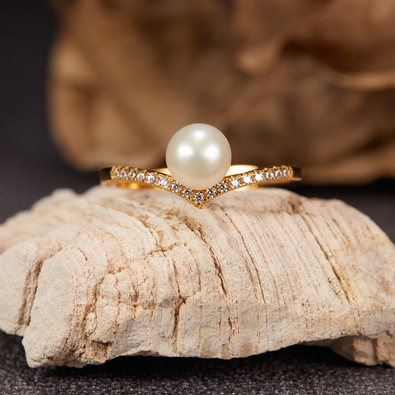 Wholesale V-shaped  S925 Sterling Silver 18K Necklaces Ring