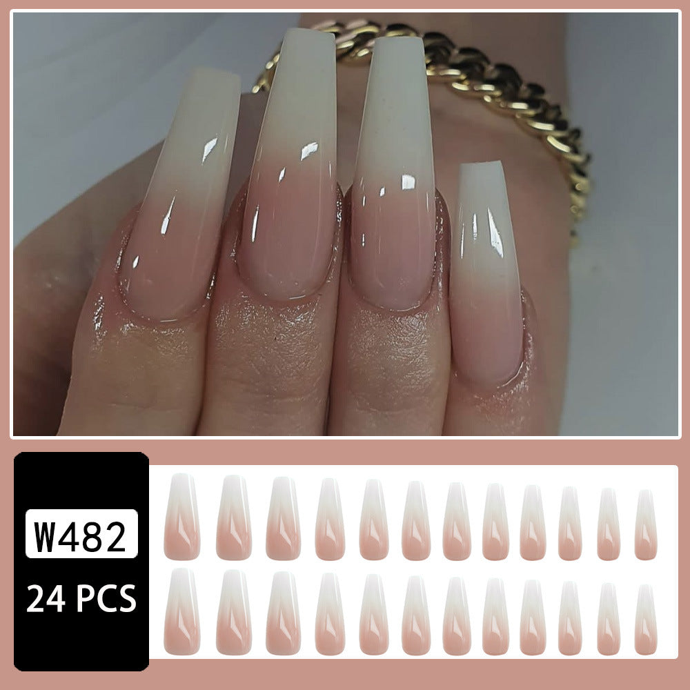 Wholesale 24 Pieces/box Jelly White Gradient Manicure Press-on Nails Kits Nail Stickers ACC-NS-NaiEr007