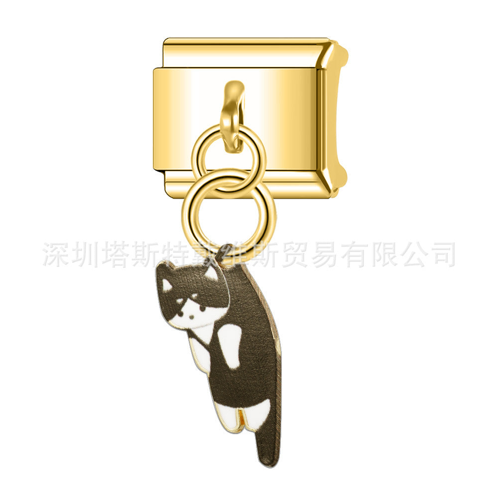 Wholesale 9mm Italian Charm Starter Bracelets DIY square Single Section Creative Stainless Steel Composable Bracelet