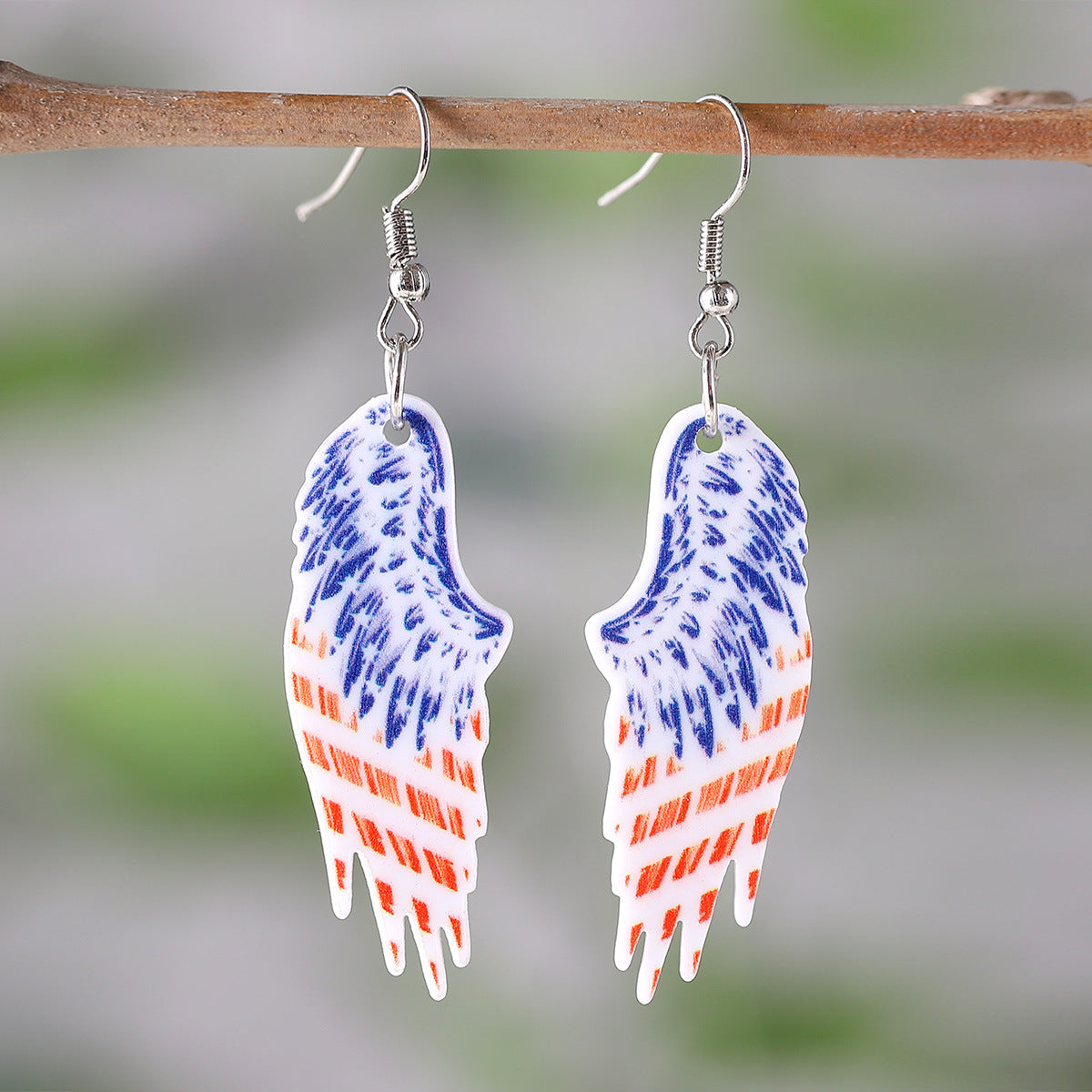 Wholesale of American Independence Day Droplet Wings, Flag Glasses, Acrylic Double Sided Earrings ACC-ES-ChuLian013