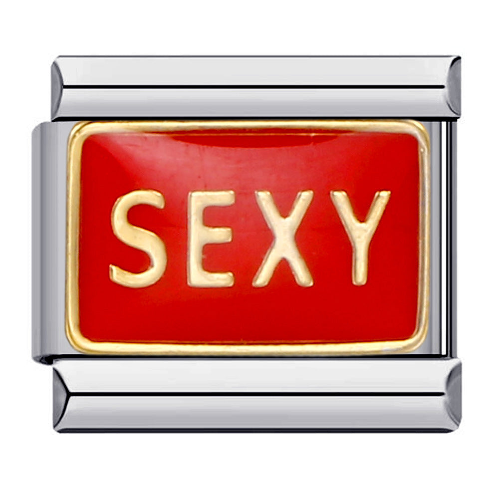 Wholesale Italian Charm Bracelet 9mm DIY Splicing Removable Red Element Stainless Steel Composable Bracelet