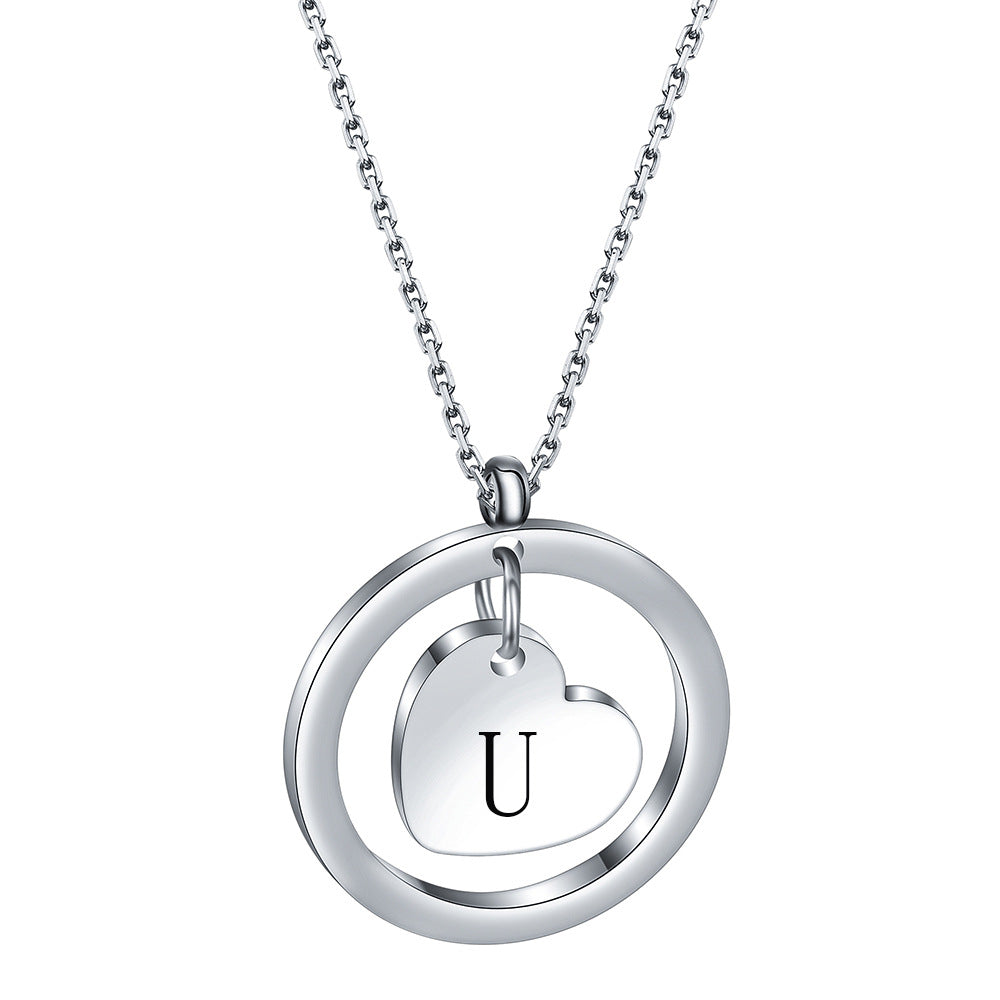 Wholesale 304 Stainless Steel 26 Letters Round Hollow Love Initials Necklace ACC-NE-ZhongZhe003