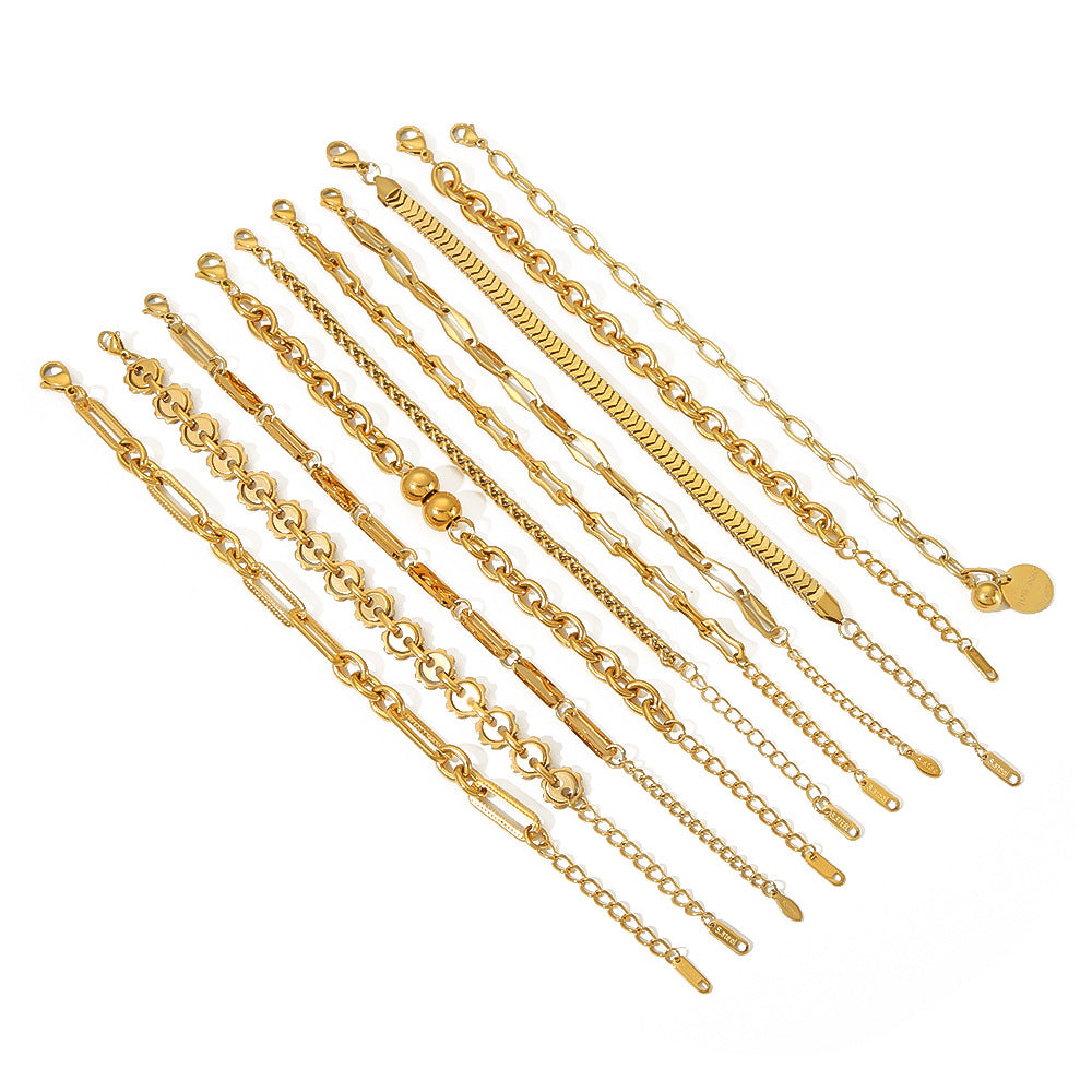 Großhandel Edelstahl Kubanisches Armband Vakuumelektroplieren 18K Gold Titaniumstahlarmband