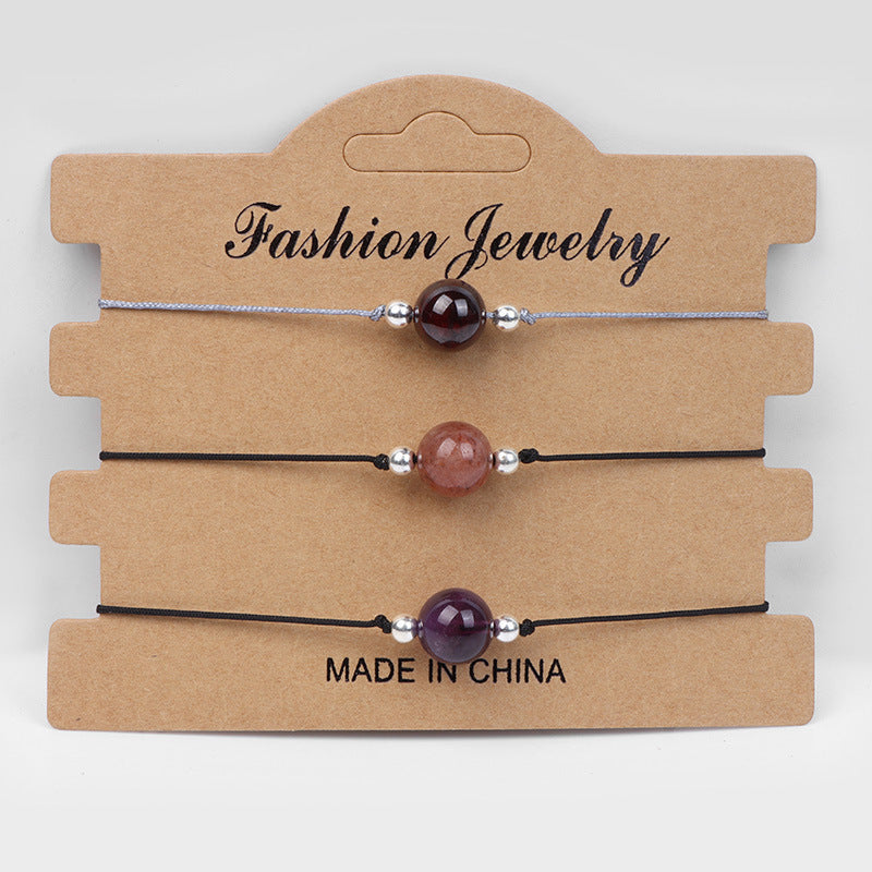 Wholesale Handmade Natural Agate Stone Woven Rope Unisex Couple Bracelet Stylish Fashion Accessory Boutique Gift