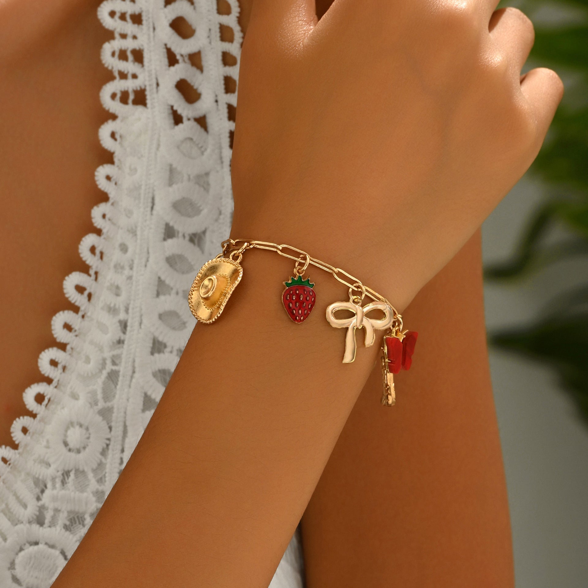 Braccialetto pendente all'ingrosso del pendente della fragola della farfalla del cuore degli stivali da cowboy della mazza