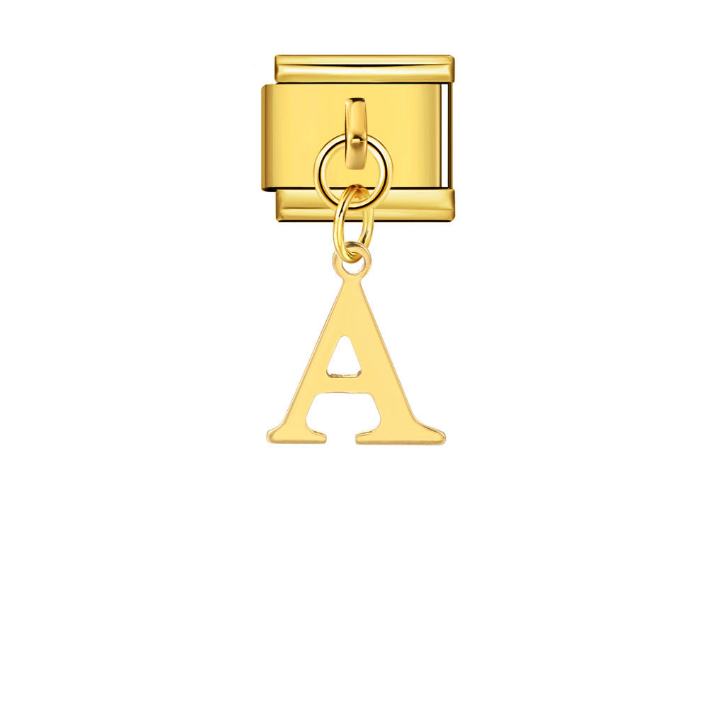Wholesale Italian Charm Bracelet 9mm DIY Gold Simple Letter Creative Stainless Steel Composable Bracelet