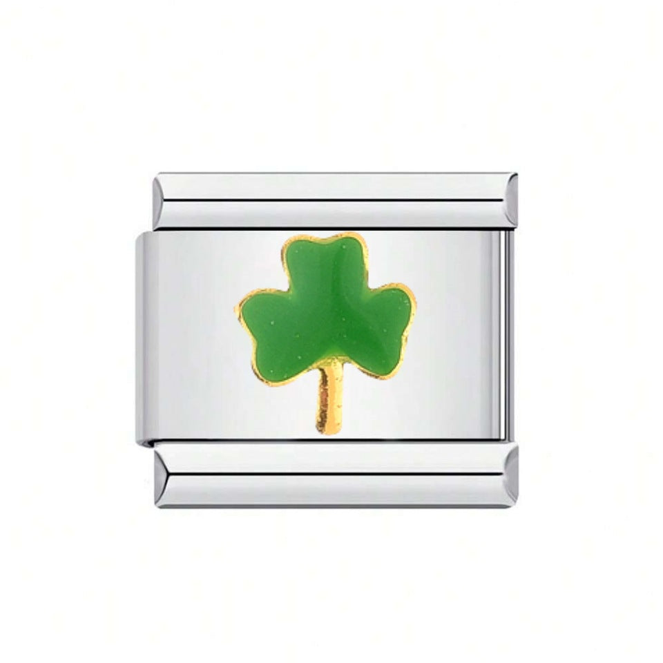 Wholesale 10pcs Italian Charm Bracelet 9mm DIY Splicing Love Four-Leaf Clover Stainless Steel Composable Bracelet