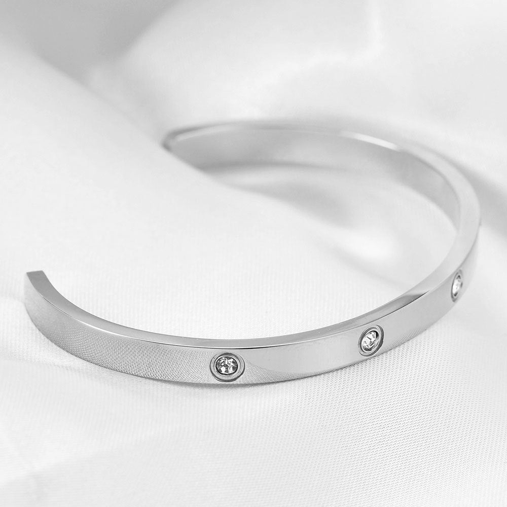 Wholesale Titanium Steel C-shaped 5mm diamond 18K gold bracelet