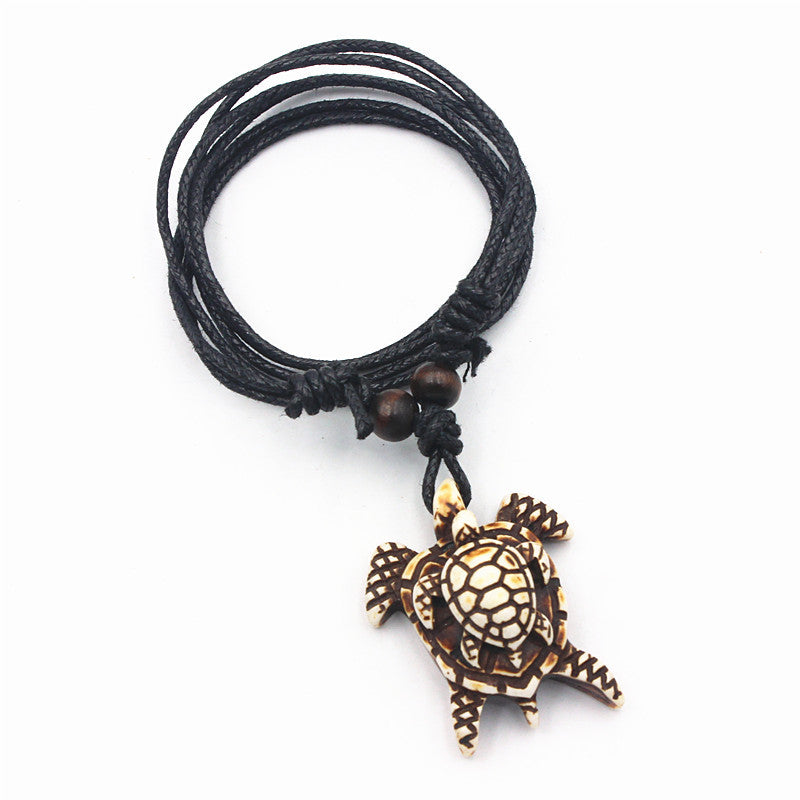 Wholesale Vintage Turtle Necklace Carved Turtle Pendant Resin Sweater Chain ACC-NE-ShuangDe001