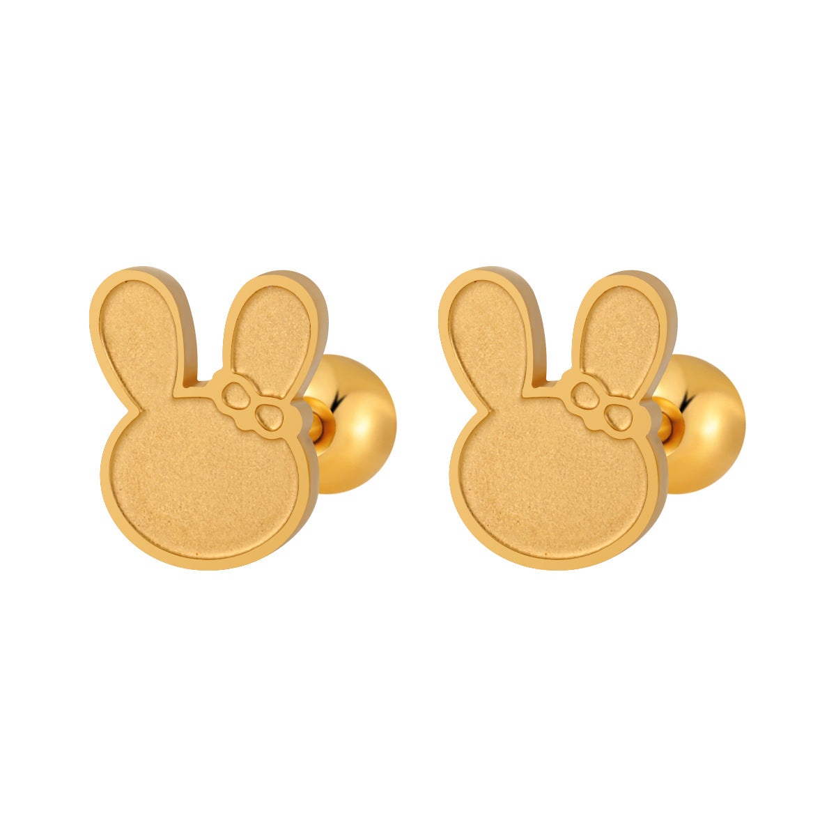 Wholesale Bow Rabbit Ear Bone Nail Personalized Twist Screw Titanium Steel Earrings