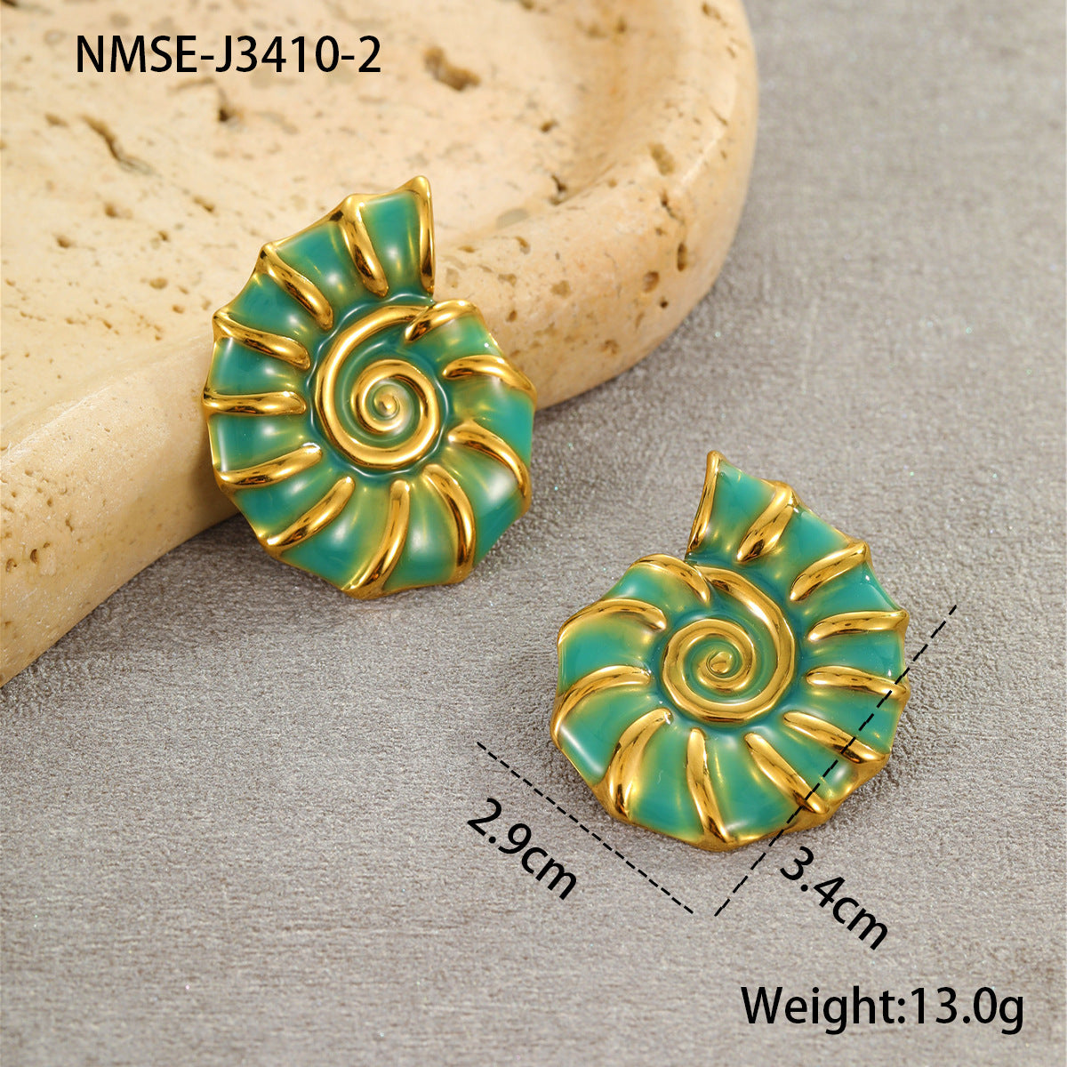 Wholesale  Marine Style  Conch Colorful Oil Dripping Stainless Steel Earrings Rings
