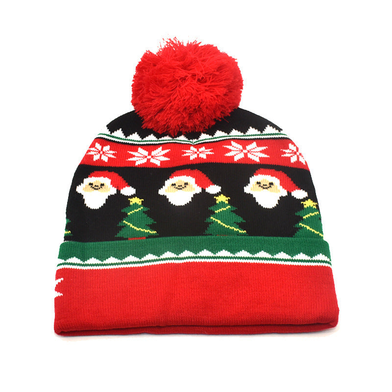 Wholesale Winter warm hat with fur ball Christmas elk knitted beanie