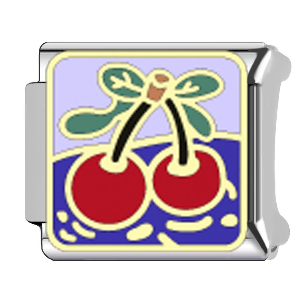 Wholesale  Italian Charm Bracelet 9mm DIY  fruit cherry Creative Stainless Steel Composable Bracelet