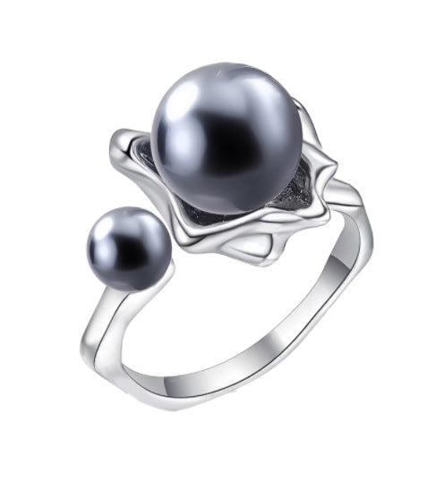 Wholesale S925 Sterling Silver Adjustable Open Ring Irregular Pearl Fashion Ring